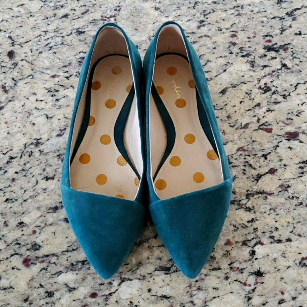 Boden Emerald Green Suede Asymmetrical Flats